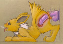 absurd_res all_fours animal_genitalia animal_vulva ass_up black_eyes blush blush_lines bodily_fluids breath canid canine_genitalia canine_vulva cervical_contact cervix dildo dildo_in_vagina dildo_insertion drooling eeveelution female female_feral female_penetrated feral feral_penetrated generation_1_pokemon genital_fluids genitals hi_res internal internal_vaginal jolteon loobylewds looking_up mammal masturbation nintendo orgasm_face paws penetration pokemon pokemon_(species) purple_dildo saliva saliva_string sex_toy sex_toy_in_vagina sex_toy_insertion side_view solo steamy_breath tongue tongue_out traditional_media_(artwork) uterus vaginal vaginal_fluids vaginal_masturbation vaginal_penetration vulva x-ray_view yellow_body