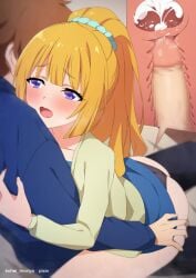 1boy 1girls ass blonde_hair blush classroom_of_the_elite clothed clothed_sex creampie cum cum_in_pussy cum_inside female karuizawa_kei kohei_moriya male panties penetration penis sex youkoso_jitsuryoku_shijou_shugi_no_kyoushitsu_e