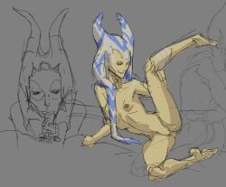 alien alien_girl alien_humanoid blowjob broad_shoulders leg_lift lekku md34 montrals piercings pussy sex sketch star_wars thin thin_waist togruta yellow_skin