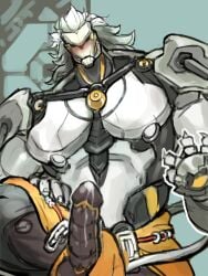 balls banyue_(zenless_zone_zero) bara boner erection gumsharkk lion machine male male_only muscles muscular penis robot robot_anthro solo solo_male zenless_zone_zero
