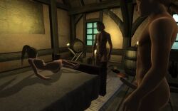 1girls 2boys 3d female game_screenshot jemane_twins male mod oblivion the_elder_scrolls