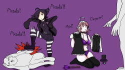 2girls bangs before_sex crouched dominant dominant_female domination emikukis hispanic hispanic_virtual_youtuber karmavt silly submissive submissive_female vtuber