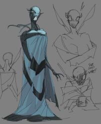 ben_10 big_breasts md34 necrofriggian pseudo_clothing sketch wings wings_folded