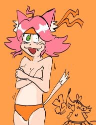 2girls breasts covering deltarune female mad_mew_mew nude orange_(deltarune) pink_(deltarune) ratsinablanket tagme topless