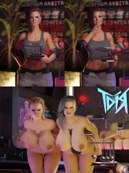 3girls angry angry_face areolae bending_forward bending_over bent_over big_areola big_ass big_boobs big_breasts big_butt big_thighs biting_lip blonde_hair breast_play breasts breasts_bigger_than_head cd_projekt_red cyberpunk_2077 futuristic green_hair huge_breasts large_ass large_breasts large_butt large_thighs mad mature_female mature_woman meredith_stout milf mirror objectification pussy reflection rogue_amendiares submitting tattoo v_(cyberpunk_2077)