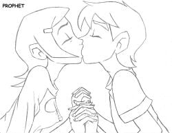 ben_10 ben_tennyson gwen_tennyson insects kissing no_color prophet sketch