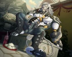 balls banyue_(zenless_zone_zero) bara boner cancerdoge cum erection furry lion machine male male_only masturbation muscles muscular nude orgasm penis robot robot_anthro sitting solo solo_male zenless_zone_zero