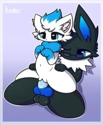 animal_genitalia animal_penis aurora_z balls black_body black_fur blue_penis bodily_fluids canine_genitalia canine_penis eeveelution eyewear female female_penetrated fulgur_(jolteon) fur generation_1_pokemon generation_5_pokemon genital_fluids genitals glasses jolteon koda_kattt male male/female male_penetrating male_penetrating_female nintendo penetration penile penile_penetration penis penis_in_vagina pokemon pokemon_(species) sex vaginal vaginal_penetration vulva white_body white_fur zorua