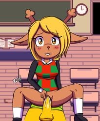 anthro byheydern deer deer_girl deltarune kcn kris_(deltarune) male/female male_human/female_anthro noelle_holiday penis straight undertale vaginal_penetration video_games