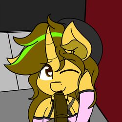 alley_way anthro brown_eyes clothed clothing crossdressing digital_media(artwork) equine girly hi_res horn lipstick makeup male mammal my_little_pony penis theawkwarddork unicorn