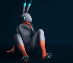 2018 4_toes alternate_color animate_inanimate anthro anthrofied balls_outline big_eyes biped blue_eyes blue_fur blue_markings blue_nose blue_pawpads bulge bunnycomb clothed clothing fan_character full-length_portrait fur gloves_(marking) grey_fur hindpaw humanoid_hands lagomorph lighting long_ears looking_aside looking_away male male_only mammal markings multicolored_fur navel orange_fur pawpads paws piñata portrait rareware reclining schizy shadow sheath_outline sitting socks_(marking) solo toes topless underwear video_games viva_pinata