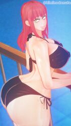 1girls 3d 3d_model alternate_hairstyle ass big_breasts black_bikini breasts chainsaw_man female huge_ass kiminodonuts koikatsu looking_at_viewer makima_(chainsaw_man) nipple_bulge red_hair round_ass round_breasts round_butt smiling swimsuit thick_thighs thin_waist toned_body yellow_eyes