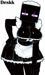 1girls ai_generated anthro anthro_female belly_button big_breasts black_body black_skin boobs_out breasts cute cute_face deskk enderman enderwoman eyelashes female female_anthro female_focus hand_on_hip high_quality high_resolution highres horny horny_female huge_breasts large_breasts larger_female low-angle_view maid maid_headdress maid_outfit maid_uniform mature_female microsoft minecraft minecraft_mob mojang monster_girl navel purple_eyes shiny_eyes solo solo_female solo_focus thick thick_female video_games