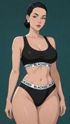 ai_art ai_generated asian asian_female black_hair blacked blacked_clothing debbie_grayson earrings front_view invincible invincible_(tv_series) milf posing posing_for_the_viewer
