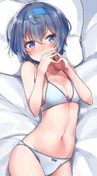 1girls 2d 2d_(artwork) 2d_artwork average_breasts bare_arms bare_belly bare_chest bare_hands bare_hips bare_midriff bare_navel bare_shoulders bare_skin bed bed_background bed_covers bed_setting bed_sheet bedding bedding_background bedsheets belly belly_button blue-eyed_female blue-haired_female blue_eyes blue_hair blush_face blushing blushing_female bra breasts cevio cleavage collarbone covering covering_face covering_mouth covering_own_mouth curvaceous curvaceous_body curvaceous_female curvaceous_figure curvaceous_hips curvy curvy_body curvy_female curvy_figure curvy_hips digital digital_art digital_drawing digital_drawing_(artwork) digital_media digital_media_(artwork) drawing elbows exposed_arms exposed_belly exposed_chest exposed_hips exposed_midriff exposed_navel exposed_shoulders exposed_skin eyebrows_visible_through_hair female female_focus female_only fingers fit_female flushed flushed_face groin hair_between_eyes head_tilt inframammary_fold inguinal_crease inguinal_ligament konnyaku_(kk-monmon) lean_figure linea_alba lying lying_down lying_on_back lying_on_bed matching_underwear medium_breasts midriff narrow_waist navel on_back on_bed panties pillow portrait short_hair shoulders slender_body slender_waist slim_female slim_waist solo stomach suzuki_tsudumi thighs tilted_head underwear underwear_only upper_body white_bed white_bed_sheet white_bedding white_bra white_panties white_pillow white_underwear