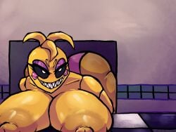 2d 2d_(artwork) 2d_artwork animatronic areola areolae big_areola big_ass big_breasts black_eyes blush breasts_bigger_than_head breasts_out chica_(fnaf) chicken digital_art digital_drawing_(artwork) digital_media digital_media_(artwork) five_nights_at_freddy's five_nights_at_freddy's_2 floor gothina gothina_nsfw huge_ass huge_breasts hyper_breasts robot robot_girl sharp_teeth shiny_skin toy_chica_(fnaf) white_pupils yellow_body