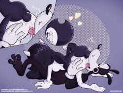69_position alice_angel anal_penetration anal_sex ass ballsack bendy bendy_and_the_ink_machine boris_the_wolf clowndevil cumming_in_ass cunnilingus penis spacec00kies threesome