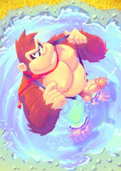 anthro balls bara barazoku boner donkey_kong donkey_kong_(series) donkey_kong_in_overalls erection furry gorilla male male_only muscles muscular nintendo overalls penis solo solo_male suspenders themonkeyabe