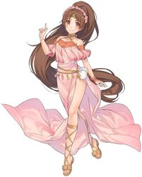 anonfutashopper_(editor) brown_hair dickgirl dress edit edited_official_artwork fire_emblem fire_emblem:_mystery_of_the_emblem fire_emblem:_shadow_dragon_and_the_blade_of_light fire_emblem_heroes futa_only futanari intersex kippu linde_(fire_emblem) micropenis official_art sandals see-through small_penis