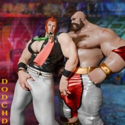 3d biceps cleavage dodchd female groping groping_crotch male marisa_rossetti muscles muscular muscular_female muscular_male pecs red_hair street_fighter tagme zangief