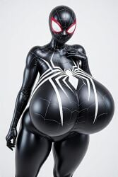 3d ai ai_generated big_boobs big_breasts big_butt curvy female female_only genderbend genderswap_(mtf) huge_breasts marvel marvel_comics round_boobs round_breasts rule_63 spider-girl spider-man_(black_suit) spider-man_(series) symbiote thick_thighs tight_clothing tight_fit tight_suit voluptuous voluptuous_female