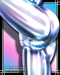 1girls 2023 2d asshole blue_genitals color cyberqueenindustries digital_media_(artwork) drone_(neo_world_order) female genitals humanoid jsyrin labia labia_majora labia_minora metalic_skin metallic_body pussy pussy_focus raised_leg solo solo_female