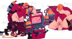 blushing dispenser_(team_fortress_2) engineer_(team_fortress_2) from_behind penetration pyro_(team_fortress_2) sweating tagme team_fortress_2 transgender