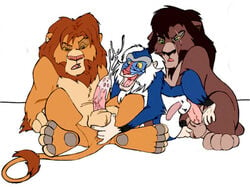 3boys anal anal_fingering anal_sex balls colored cum cum_in_ass cum_inside cum_on_balls disney erection feline feral fingering furryrevolution gay group kovu lion male male_only mammal mandrill monkey penetration penis primate rafiki sex simba simple_background the_lion_king yaoi