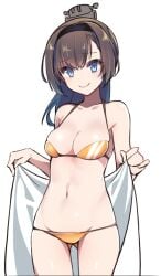 1girls 2d 2d_(artwork) 2d_artwork almost_naked almost_nude ass_visible_from_the_front ass_visible_through_thighs background bare_armpits bare_arms bare_belly bare_chest bare_hands bare_hips bare_legs bare_midriff bare_navel bare_shoulders bare_skin bare_thighs belly belly_button big_boobs big_breasts bikini bikini_bottom bikini_only bikini_top black_hairband blank_background blue-eyed_female blue_eyes breasts brown-haired_female brown_hair busty busty_female busty_girl character_request cleavage closed_mouth_smile collarbone digital digital_art digital_drawing digital_drawing_(artwork) digital_media digital_media_(artwork) drawing exposed exposed_armpits exposed_arms exposed_belly exposed_chest exposed_hips exposed_legs exposed_midriff exposed_navel exposed_shoulders exposed_skin exposed_thighs eyebrows_visible_through_hair female female_focus female_only fingers game_character gradient_hair groin hair_intakes hairband halterneck holding_towel hourglass_figure inguinal_crease inguinal_ligament kantai_collection large_boobs large_breasts lean_figure long_hair looking_at_viewer low_res low_resolution lowres midriff monotone_background mostly_nude multicolored_hair naked naked_female naked_woman narrow_waist navel nearly_nude nude nude_female nudity one_color_background plain_background portrait practically_nude shoulders skindentation slender_body slender_waist slim_female slim_waist smile smiley_face smiling smiling_at_viewer solid_color_background solo standing streaked_hair string_bikini swimsuit swimwear thigh_gap thighs towel upper_body video_game video_game_character video_games white_background white_towel wide_hips yellow_bikini yellow_bikini_bottom yellow_bikini_top yellow_swimsuit yellow_swimwear