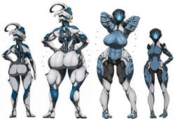 2girls armpits arms_behind_back arms_on_waist ass back_view big_ass big_breasts breasts duo duo_female female female_only front_view growth harkonner huge_ass huge_breasts mag_(warframe) muscular_female nyx_(warframe) pose size_comparison tagme thick_thighs warframe wide_hips