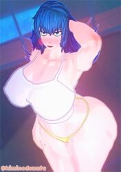 3d 3d_model alternative_hairstyle ass belly_button big_breasts blue_eyes blue_hair blush blushing breasts fangs female fit_female huge_ass huge_breasts kiminodonuts king_of_fighters koikatsu leona_heidern lips looking_at_viewer nipple_bulge round_ass round_breasts round_butt snk tagme tank_top thick_ass thick_hips thick_lips thick_thighs thin_waist toned_body toned_female video_game_character yellow_panties