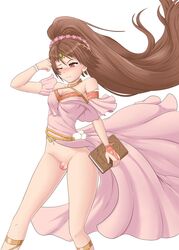 1futa anonfutashopper_(editor) balls bottomless_skirt breasts brown_hair cleavage dress edit erect_nipples fire_emblem fire_emblem:_mystery_of_the_emblem fire_emblem:_shadow_dragon_and_the_blade_of_light flaccid futa_only futanari intersex linde_(fire_emblem) long_hair medium_breasts nipple_bulge penis ponytail skirt skirt_lift small_balls small_penis tiny_penis upskirt