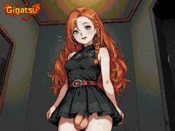 2026 2d 2d_(artwork) ai_art ai_assisted ai_generated big_balls blue_eyes crossdressing dithering femboy feminine_male feminization flaccid flaccid_penis gay gigatsu girly_boy limited_palette looking_at_viewer orange_hair patreon patreon_username pixel_(artwork) pixel_art retro retro_artstyle sissification sissy trap yaoi