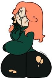 1girl 1girls artist_request ass_focus big_ass black_pants blushing dead_by_daylight fat_ass gloves hoodie mask masked moniliever pink_hair ripped_clothing ripped_pants self_upload susie_(dead_by_daylight) white_skin