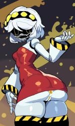 absolute_territory anus looking_back monmaamn murder_drones revealing_clothes serial_designation_v short_dress thick_thighs thighhighs v_(murder_drones)