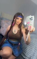 1girls breasts cellphone cosplay julia_chang large_breasts native_american phone real_person selfie smartphone solo tekken