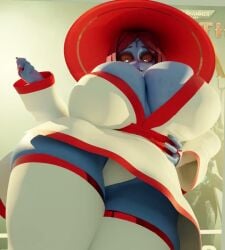 3d blender blender_(software) blue_eyes blue_skin breast_jiggle curvy duffmox female female_only from_below hand_on_hip hat huge_breasts jiggling_breasts looking_at_viewer looking_down mp4 red_sclera shaking_hips tagme tau thick_thighs thighhighs video warhammer_(franchise) warhammer_40k white_legwear wide_hips