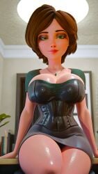 ai_generated aunt_cass big_breasts big_hero_6 latex_corset looking_at_viewer miniskirt thick_thighs