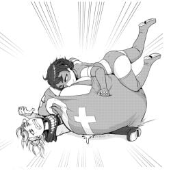 10t 1boy 1girl age_difference breast breast_smother breasts breasts_bigger_than_head breasts_bigger_than_torso breasts_squeezed_together cumdrip cumming_from_paizuri edit edited engulfing_paizuri female femboy femboy_on_female femdom forced_orgasm genderbent grayscale groping_breasts hidden_penis himiko_toga hyper_breasts monochrome my_hero_academia orgasm paizuri paizuri_lead_by_female paizuri_under_clothes powerful_breasts raped_by_enemy reverse_rape rule_63 sadistic_female sadistic_smile short_hair simple_background small_butt sugarbugtrash superheroine weaponized_breasts white_background
