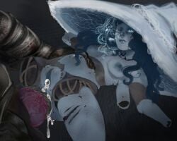 1boy 1girls 4_arms after_vaginal amputee anal anal_sex anthro anthro_on_human anthro_penetrating blaidd_(elden_ring) cum cum_drip cum_in_pussy cum_inside doll doll_girl doll_joints elden_ring fromsoftware hand_on_belly knot knotted_penis ranni_the_witch rape raped_female ryona sex stinkshanoalova stomach_bulge stomach_deformation tears werewolf