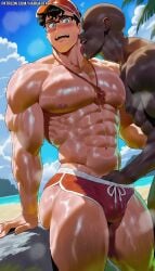 ai_generated ai_generated_image beach beach_background black_body black_male black_man black_men blushed_face bottom_bitch clark_kent clark_kent_(my_adventures_with_superman) gay haruartx homosexual lifeguard male_bottom male_licking_male muscular muscular_bottom my_adventures_with_superman shy shy_boy shy_male submissive_bottom submissive_male