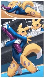 ai_generated digimon dildo fox furry leotard renamon yellow_body