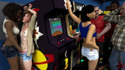 arcade asian carl_(troxvi) fingering freckles fred_(troxvi) hana_(troxvi) henry_collins_(troxvi) humiliation interracial original_character public red_hair self_upload small_breasts teenager tianna_(troxvi) troxvi