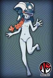 1girls alien alien_girl blue_body blue_eyes blue_nipples blue_pussy blue_skin blue_tongue completely_nude female flat_chest flat_chested hat nintendo nudefilterguy orange_hair orange_pupils petite petite_body pokemon pokemon_sm pokemon_usm ponytail solo standing tied_hair ultra_recon_squad visor_(eyewear) zossie_(pokemon)