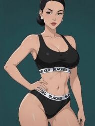 ai_art ai_generated asian asian_female black_hair blacked blacked_clothing debbie_grayson earrings front_view invincible invincible_(tv_series) milf posing posing_for_the_viewer
