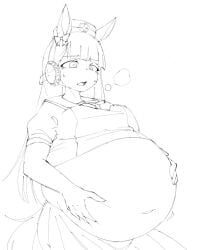 clothing gold_ship_(umamusume) pregnant pregnant_belly pregnant_female umamusume uncolored