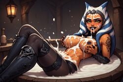 ahsoka_tano ahsoka_tano_(imperial) ai_generated cum cum_bath cum_in_mouth cum_on_body cum_on_breasts cum_on_face star_wars