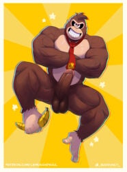 anthro baddonut balls banana bara barazoku boner crossed_arms donkey_kong donkey_kong_(series) erection furry gorilla male male_only muscles muscular necktie nintendo nude penis solo solo_male