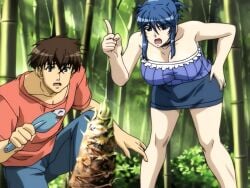 1boy 1boy1girl 1girls angry angry_eyes angry_face bamboo bamboo_shoot bare_shoulders before_sex before_vaginal_penetration blue-haired_female blue_hair boobies boobs breasts cleavage enormous_breasts fleshdance fushimi_kenta gigantic_breasts huge_breasts large_boobies large_boobs large_breasts large_tits long_blue_hair long_hair long_hair_female massive_breasts milky_(company) milky_animation_label open_eyes open_mouth ova sanjou_miku screencap shimai_tsuma_3 shimaizuma_3 shovel talking tits