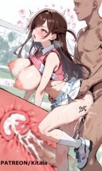1boy 1girls ai_generated ass beautiful big_breasts blush bouncing_breasts breasts breasts_out cervix creampie dark_skin day ejaculation female from_behind girl hetero high_resolution highres kanojo_okarishimasu kitala large_breasts long_hair looking_at_viewer mizuhara_chizuru nipples no_bra outdoors pov pussy seductive sex sexy sexy_body shirt standing standing_sex sweat tennis_uniform thick_thighs thighs tongue tongue_out underwear uterus uterus_view vaginal